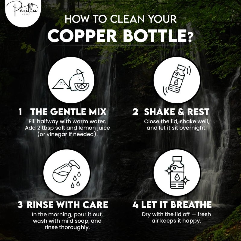 Perilla Home Pure Copper Water Bottle 34 Oz Leak Proof 100% Pure - Ayurvedic Copper Vessel - Drink More Water And Enjoy The Health Benefits Immediately - For Gym, Yoga Bottle (Hammered) - Image 5